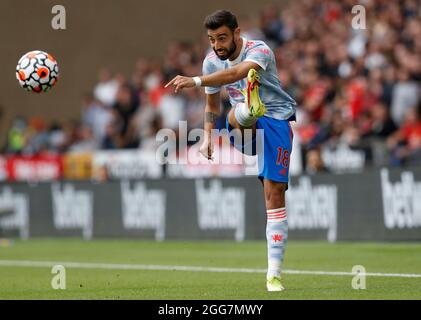 Wolverhampton, England, 29. August 2021. Bruno Fernandes von Manchester United während des Spiels in der Premier League in Molineux, Wolverhampton. Bildnachweis sollte lauten: Darren Staples / Sportimage Credit: Sportimage/Alamy Live News Stockfoto