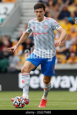 Wolverhampton, England, 29. August 2021. Harry Maguire von Manchester United während des Spiels in der Premier League in Molineux, Wolverhampton. Bildnachweis sollte lauten: Darren Staples / Sportimage Credit: Sportimage/Alamy Live News Stockfoto