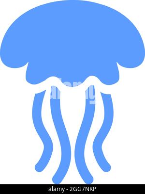 Blaue Qualle, Symbolillustration, Vektor auf weißem Hintergrund Stock Vektor