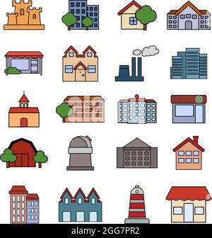 Stadtgebäude, Illustration, auf weißem Hintergrund. Stock Vektor