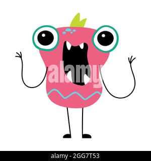 Cartoon lustige Monster auf weißem Hintergrund. Stock Vektor