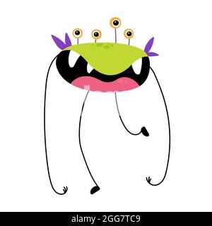 Cartoon lustige Monster auf weißem Hintergrund. Stock Vektor