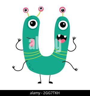 Cartoon lustige Monster auf weißem Hintergrund. Stock Vektor