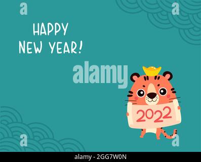 Frohes chinesisches Neujahr Grußkarte 2022 Stock Vektor