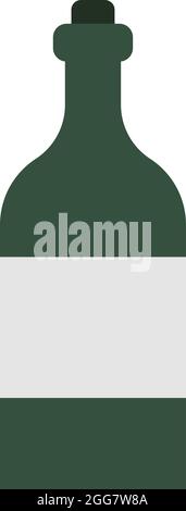 Grüne Gin-Flasche, Illustration, auf weißem Hintergrund. Stock Vektor