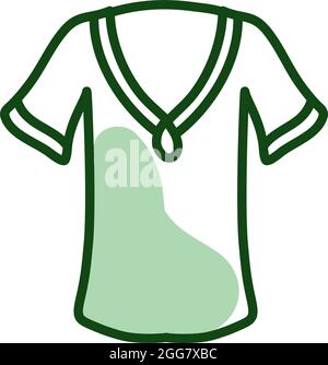 Schlichtes Damen grünes T-Shirt, Illustration, auf weißem Hintergrund. Stock Vektor