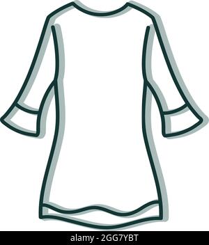 Langärmeliges Kleid, Illustration, auf weißem Hintergrund. Stock Vektor