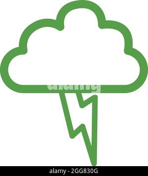 Grüne Donnerwolke, Illustration, auf weißem Hintergrund. Stock Vektor