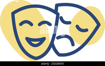 Theatermasken, Illustration, auf weißem Hintergrund. Stock Vektor