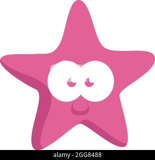 Rosafarbener Seestar, Illustration, auf weißem Hintergrund. Stock Vektor