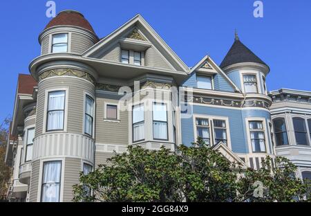 Blick auf schöne Häuser in San Francisco, Kalifornien Stockfoto
