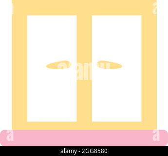 Gelbes Fenster, Abbildung, auf weißem Hintergrund. Stock Vektor