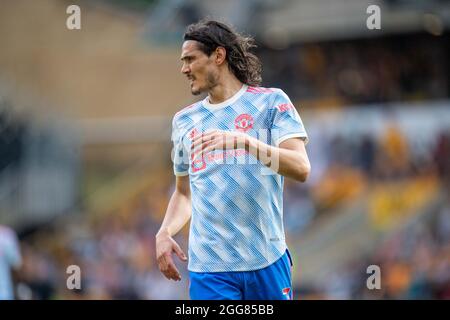 WOLVERHAMPTON, ENGLAND - 29. AUGUST: Edinson Cavaniduring beim Premier League-Spiel zwischen Wolverhampton Wanderers und Manchester United in Molineux Stockfoto