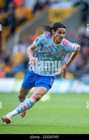 WOLVERHAMPTON, ENGLAND - 29. AUGUST: Edinson Cavani von Manchester United während des Premier League-Spiels zwischen Wolverhampton Wanderers und Manchest Stockfoto