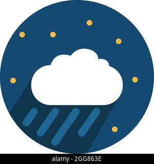 Starker Nachtregen, Illustration, auf weißem Hintergrund. Stock Vektor