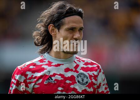 WOLVERHAMPTON, ENGLAND - 29. AUGUST: Edinson Cavani während des Premier League-Spiels zwischen Wolverhampton Wanderers und Manchester United in Molineux Stockfoto