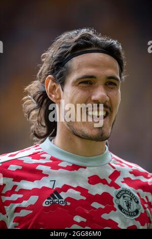 WOLVERHAMPTON, ENGLAND - 29. AUGUST: Edinson Cavani während des Premier League-Spiels zwischen Wolverhampton Wanderers und Manchester United in Molineux Stockfoto