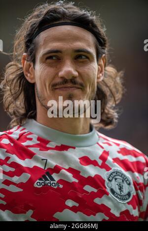 WOLVERHAMPTON, ENGLAND - 29. AUGUST: Edinson Cavani während des Premier League-Spiels zwischen Wolverhampton Wanderers und Manchester United in Molineux Stockfoto