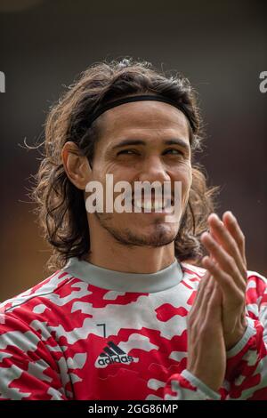 WOLVERHAMPTON, ENGLAND - 29. AUGUST: Edinson Cavani während des Premier League-Spiels zwischen Wolverhampton Wanderers und Manchester United in Molineux Stockfoto