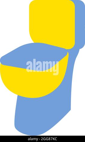 Gelbe Toilette, Illustration, Vektor auf weißem Hintergrund. Stock Vektor