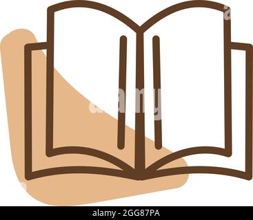 Braunes Buch mit leeren Seiten, Illustration, Vektor auf weißem Hintergrund. Stock Vektor