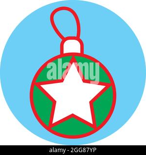 Interessante grüne weihnachtsbaum Stern Dekoration, Illustration, Vektor auf weißem Hintergrund. Stock Vektor