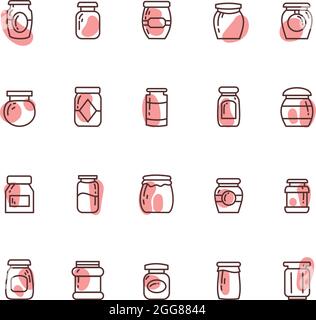 Jam-Gläser, Illustration, Vektor auf weißem Hintergrund. Stock Vektor