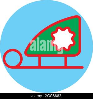 Grüner santas Schlitten, Illustration, Vektor auf weißem Hintergrund. Stock Vektor