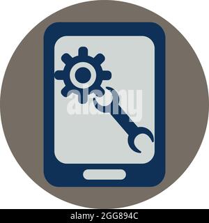 Computer Service Tablet, Illustration, Vektor auf weißem Hintergrund. Stock Vektor