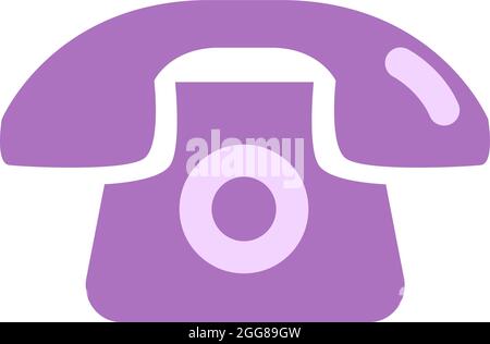 Einfaches violettes altes Telefon, Illustration, Vektor auf weißem Hintergrund. Stock Vektor