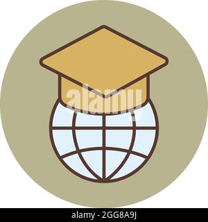 Globus mit Hut, Illustration, Vektor auf weißem Hintergrund. Stock Vektor