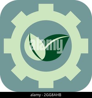Grüner Motor mit zwei Blättern, Illustration, Vektor auf weißem Hintergrund. Stock Vektor