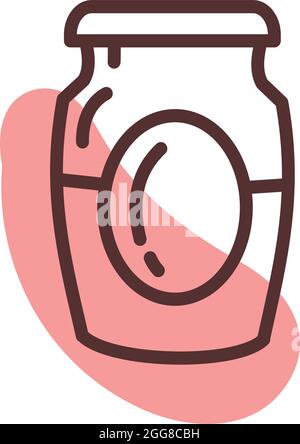 Hausgemachtes Erdbeermarmelade-Glas, Illustration, Vektor auf weißem Hintergrund. Stock Vektor