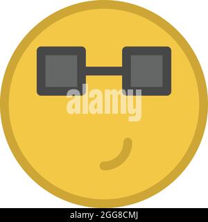 Smiley-Gesicht mit Brille, Illustration, Vektor auf weißem Hintergrund. Stock Vektor