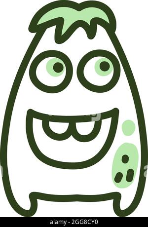 Monster mit grünem Haar, Illustration, Vektor auf weißem Hintergrund. Stock Vektor