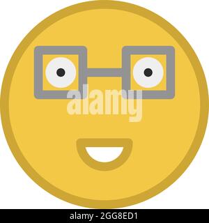 Smiley-Gesicht mit Brille, Illustration, Vektor auf weißem Hintergrund. Stock Vektor