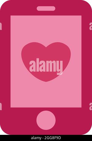 Rotes Handy mit Herz, Illustration, Vektor auf weißem Hintergrund. Stock Vektor