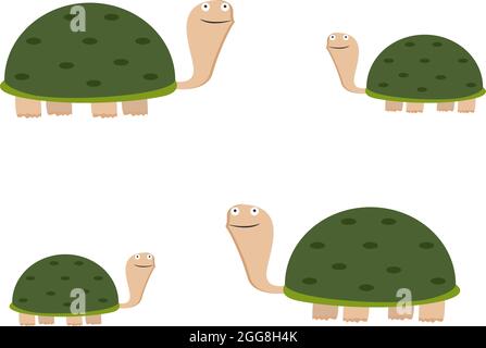 Grüne Schildkröten, Illustration, Vektor auf weißem Hintergrund. Stock Vektor