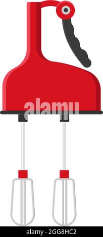Elektrischer Handmixer, Illustration, Vektor auf weißem Hintergrund. Stock Vektor