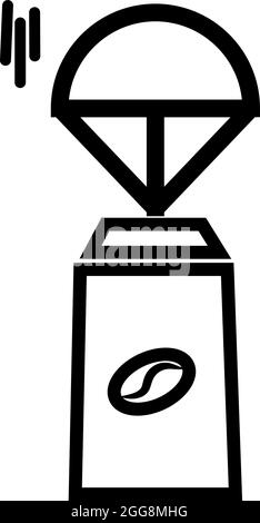 Kaffee mit Fallschirm, Illustration, Vektor, auf weißem Hintergrund. Stock Vektor