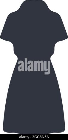 Womans dunkelblaues Kleid, Illustration, Vektor, auf weißem Hintergrund. Stock Vektor