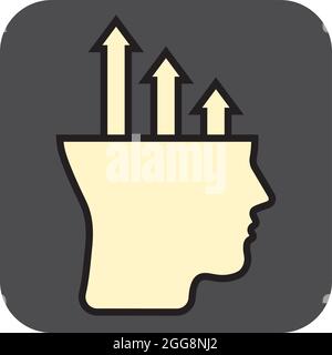 Kopf mit Pfeilen auf weißem Hintergrund, Illustration, Vektor. Stock Vektor