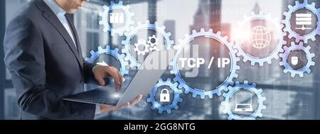 TCP-ip-Netzwerk. Übertragungsprotokoll 2021. Stockfoto