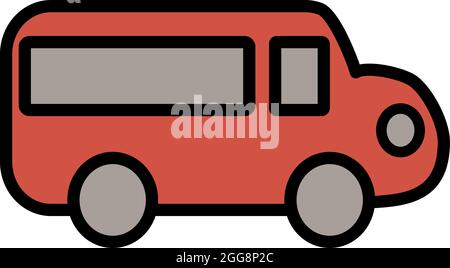 Roter Bus, Illustration, Vektor, auf weißem Hintergrund. Stock Vektor