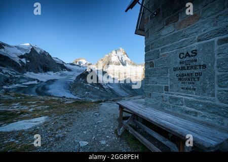 Cabane du Mountet Almhütte bei Zinal, Schweiz, Alpen Stockfoto