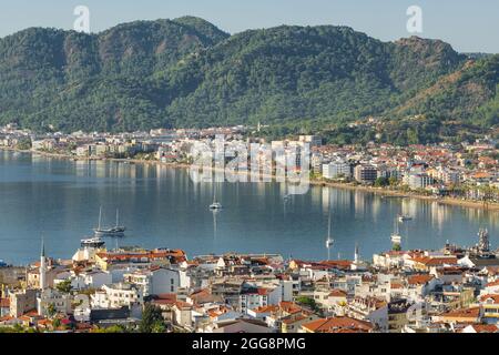 Stadtbild der Kurstadt Marmaris in der Provinz Mugla, Türkei. Stockfoto