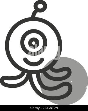 Graues Alien, Illustration, Vektor, auf weißem Hintergrund. Stock Vektor