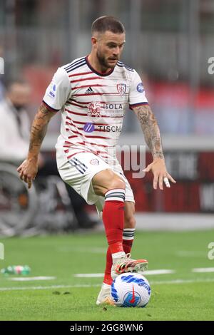 Mailand, Italien, 29. August 2021. Nahitan Nandez von Cagliari während der Serie A Spiel bei Giuseppe Meazza, Mailand. Bildnachweis sollte lauten: Jonathan Moscrop / Sportimage Stockfoto