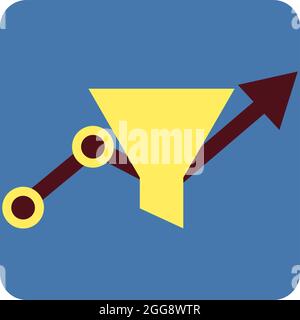 Marketingfilter mit Pfeil, Illustration, Vektor, auf weißem Hintergrund. Stock Vektor