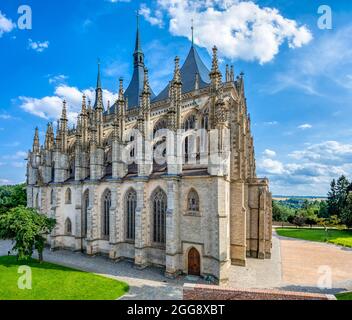 Die Kathedrale der Heiligen Barbara, Kirche, Tschechisch: Chram svate Barbory, ist eine römisch-katholische Kirche in Kutna Hora, Böhmen, UNESCO-Weltkulturerbe, Tschechische Republik Stockfoto